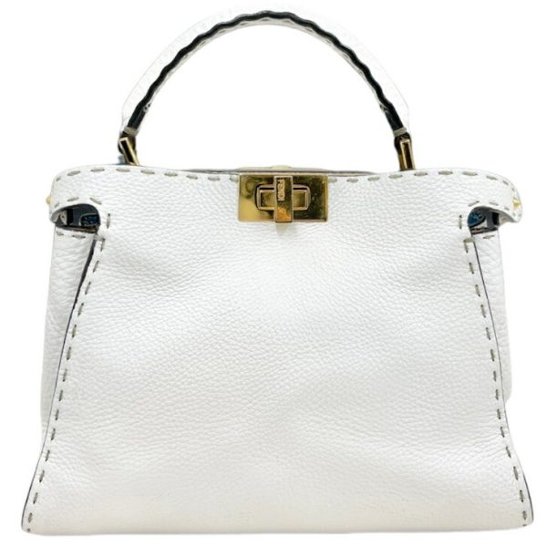 compass1718871813 Fendi Peekaboo Iconic Selleria Handbag White