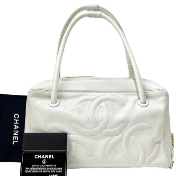 compass1718874832 Chanel Handbag Triple Coco Lambskin White