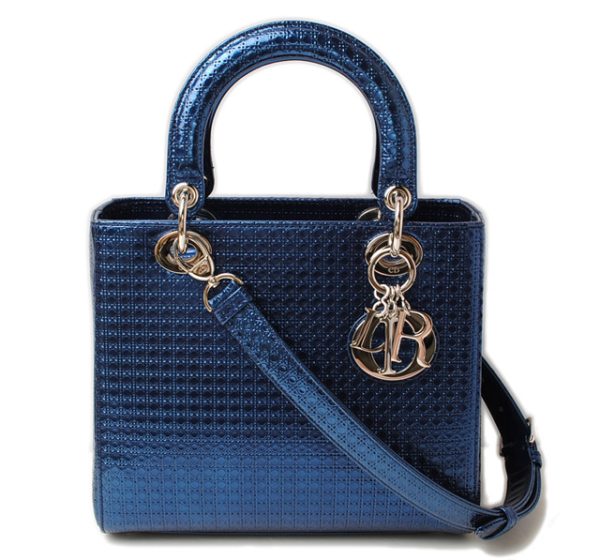 d 16 003 1 Christian Dior Handbag Diorissimo Metallic Blue