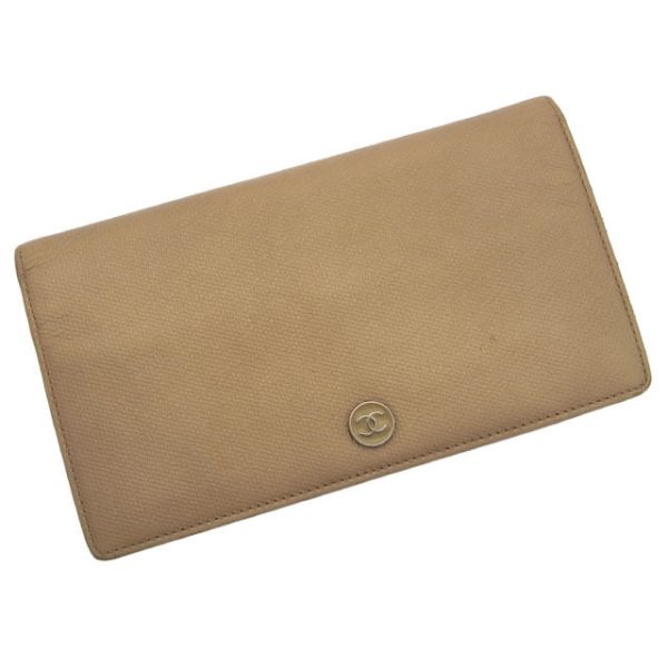 d816 CHANEL Long Wallet BifCoco Button Beige Wallet