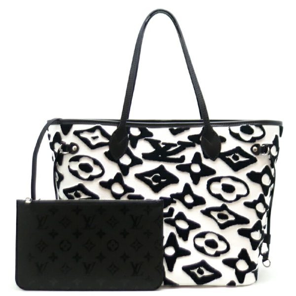 dh63253 1 Louis Vuitton Neverfull MM Tufted Monogram Tote Bag White Black