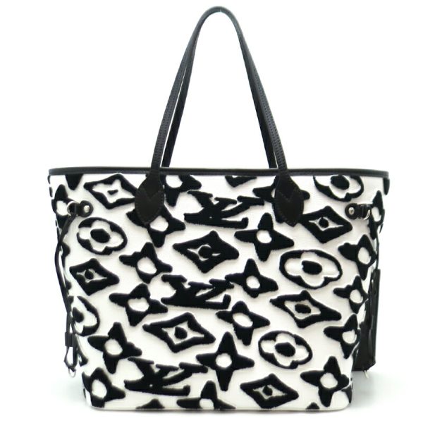 dh63253 2 Louis Vuitton Neverfull MM Tufted Monogram Tote Bag White Black