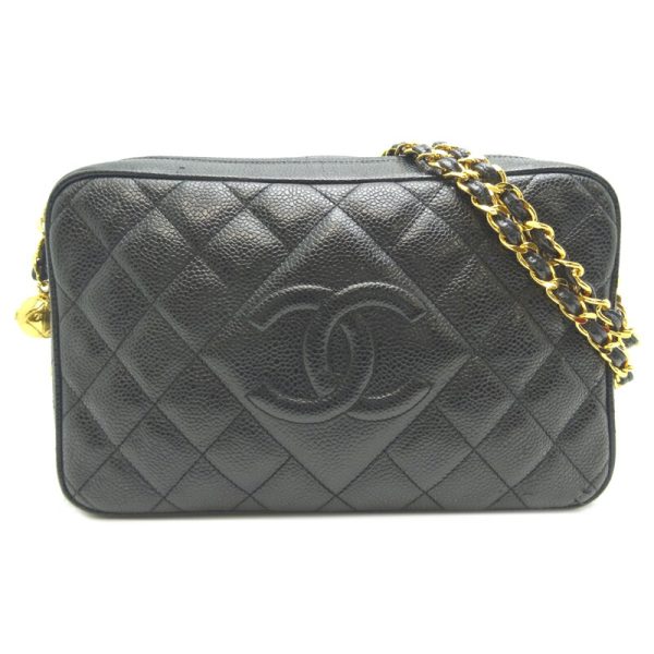 dh64241 1 Chanel Cocomark Matelasse Chain Caviar Skin Shoulder Bag Black