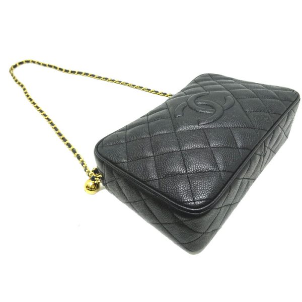 dh64241 3 Chanel Cocomark Matelasse Chain Caviar Skin Shoulder Bag Black