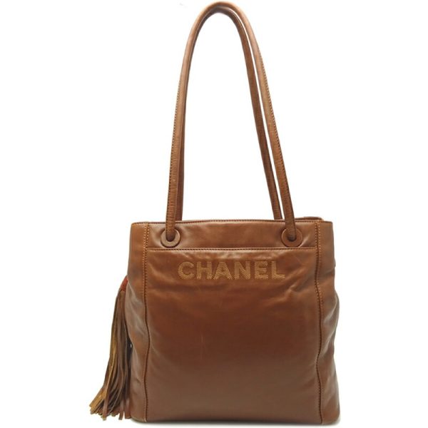 dh65572 1 Chanel Fringe Lambskin Tote Bag Brown