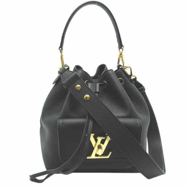 dh65877 1 Louis Vuitton Lock Me Bucket Grain Shoulder Bag Black