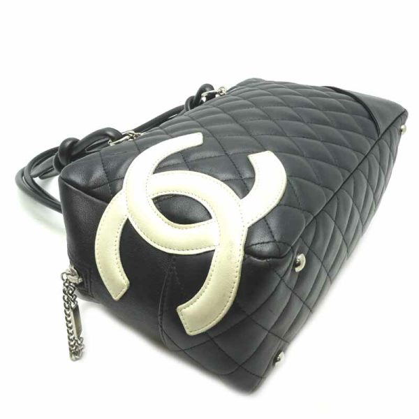 dh66196 3 Chanel Cambon Line Bowling Calf Shoulder Bag Black