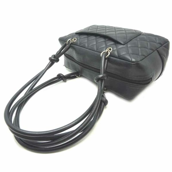 dh66196 4 Chanel Cambon Line Bowling Calf Shoulder Bag Black