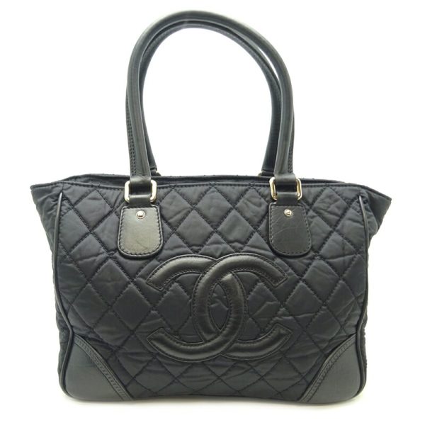 dh68184 1 Chanel Paris York Line Tote Nylon Shoulder Bag Black