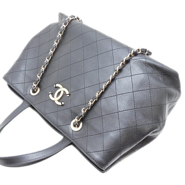 dh68283 05 Chanel Small Shopping 2Way Calf Shoulder Bag Black