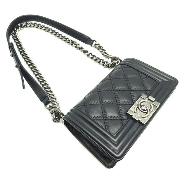 dh68637 3 Chanel Boy Chanel Mini Chain Calf Shoulder Bag Black