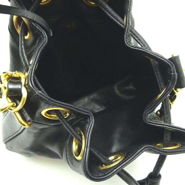 dh69122 7 Chanel Triple Coco Drawstring Chain Lambskin Shoulder Bag Black