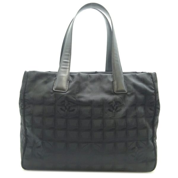 dh69412 1 Chanel Line Tote Nylon Handbag Black