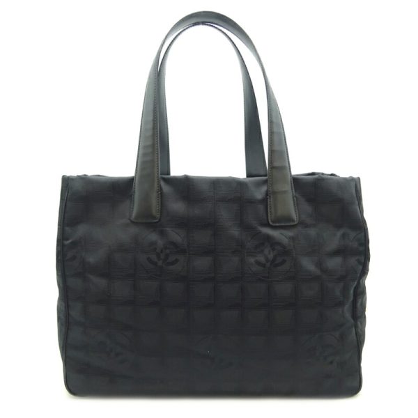 dh69412 2 Chanel Line Tote Nylon Handbag Black