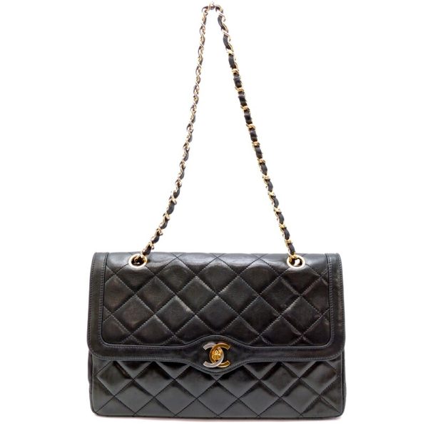 dh69422 1 Chanel Matelasse Chain Lambskin Shoulder Bag Black