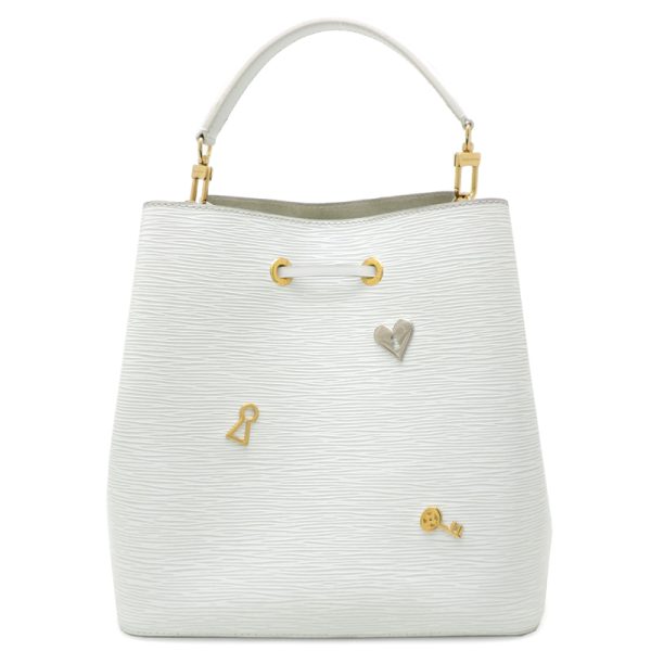 dh69540 2 Louis Vuitton Love Lock Neonoe Mm Epi Shoulder Bag White