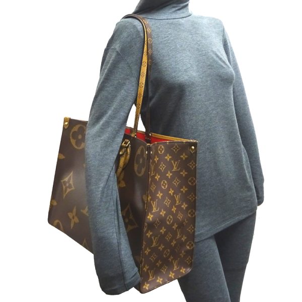 dh69623 9 Louis Vuitton On The Go Gm Reverse Shoulder Bag Brown