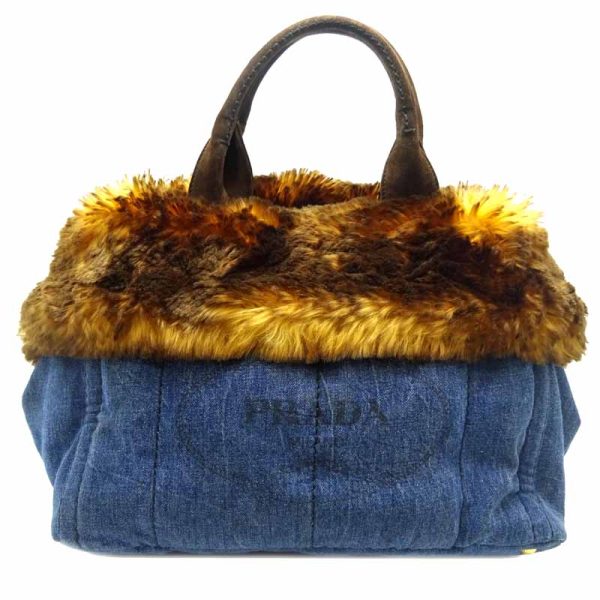 dh69777 1 Prada Denim Handbag FauFur Blue