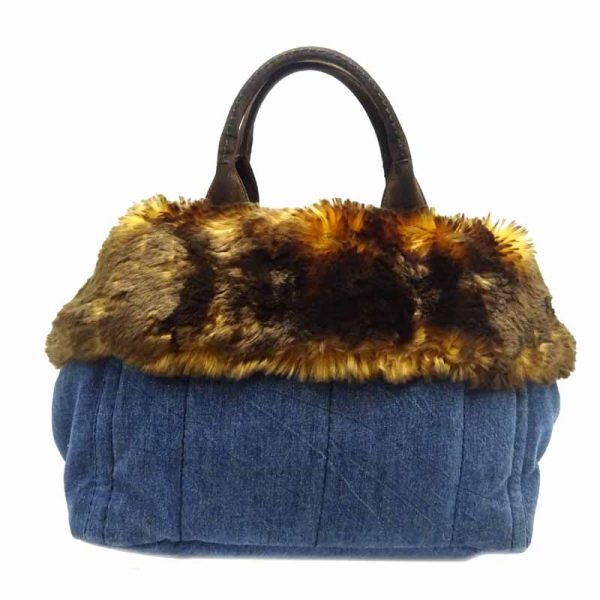 dh69777 2 Prada Denim Handbag FauFur Blue