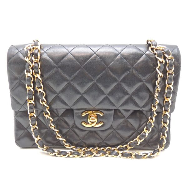 dh70121 1 Chanel Matelasse Chain Lambskin Shoulder Bag Black