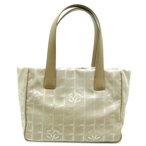 dh70407 1 Chanel Line Tote Nylon Shoulder Bag Beige