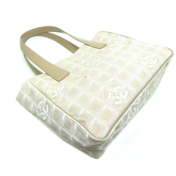 dh70407 3 Chanel Line Tote Nylon Shoulder Bag Beige