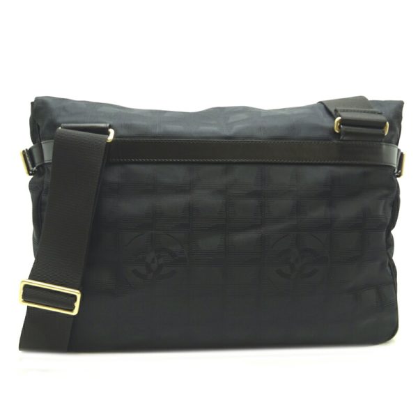 dh70408 2 Chanel Line Messenger Nylon Shoulder Bag Black