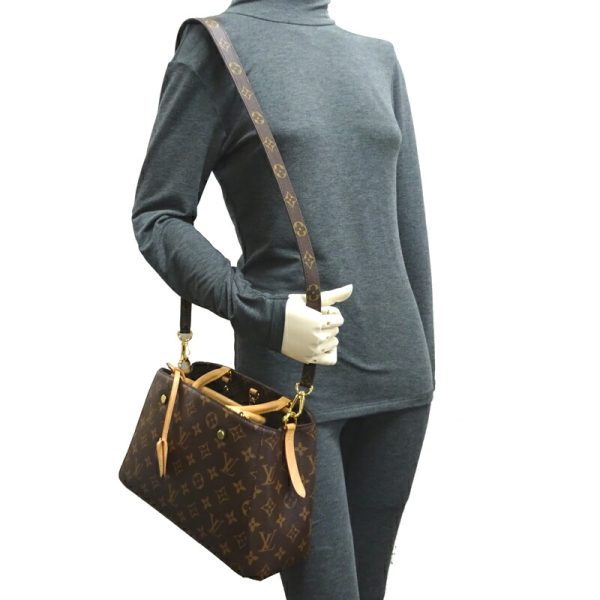 dh70490 8 Louis Vuitton Montaigne BB Monogram Handbag Brown