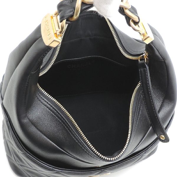 dh71351 6 Chanel Matelasse Chain Lambskin Handbag Black