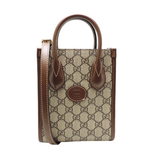 dh71633 1 Gucci GG Pattern Tote GG Bag Brown