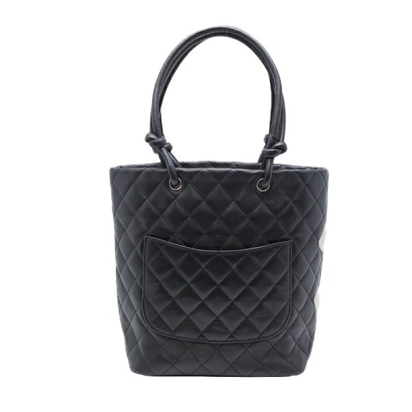 dh71712 2 Chanel Cambon Line Medium Tote Lambskin Handbag Black