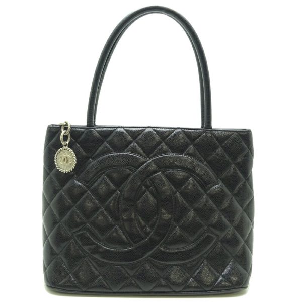 dh71718 1 Chanel Tote Caviar Skin Handbag Black