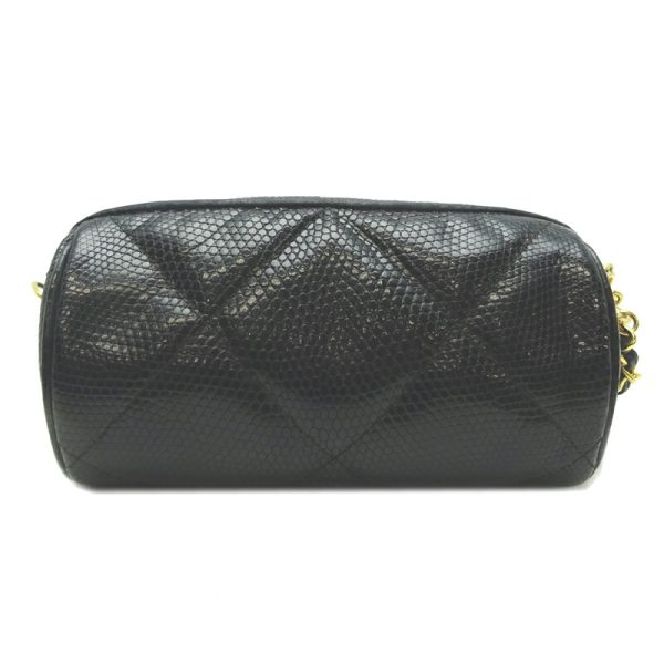 dh73159 2 Chanel Chain Pouch Lizard Shoulder Bag Black