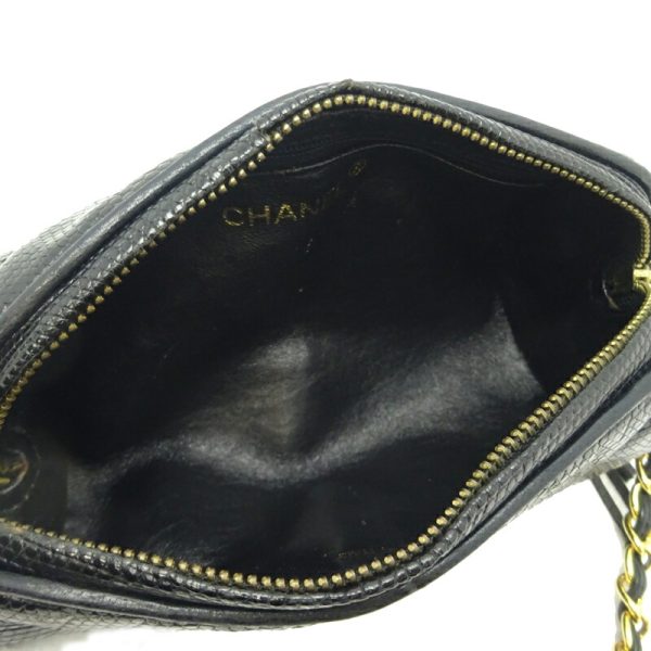 dh73159 6 Chanel Chain Pouch Lizard Shoulder Bag Black