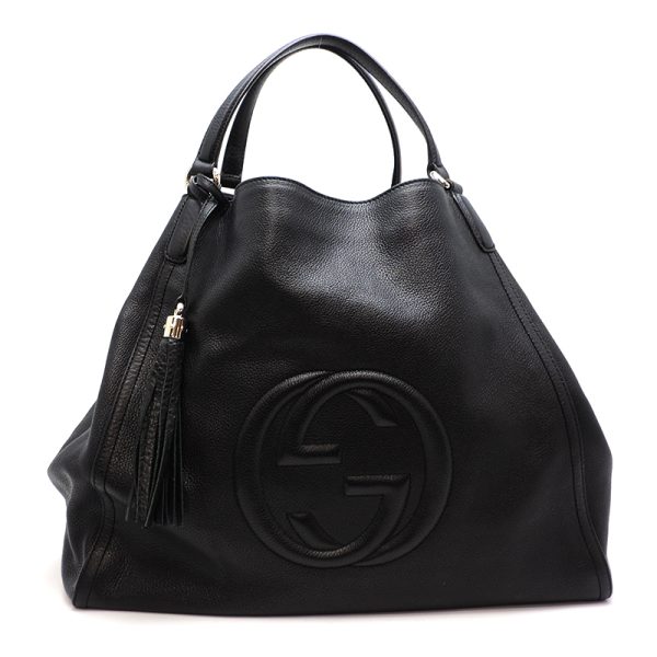 dh73785 1 Gucci Interlocking Tassel Tote Bag Black