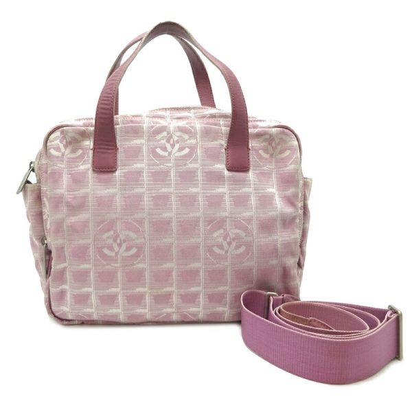 dh73844 1 Chanel Line Tote Nylon Handbag Pink