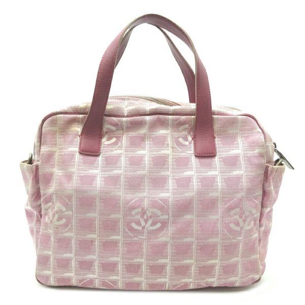 dh73844 2 Chanel Line Tote Nylon Handbag Pink