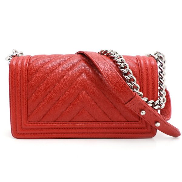 dh75275 2 Chanel Boy Chanel V Stitch Chain Caviar Skin Shoulder Bag Red