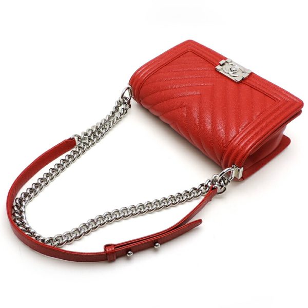 dh75275 3 Chanel Boy Chanel V Stitch Chain Caviar Skin Shoulder Bag Red