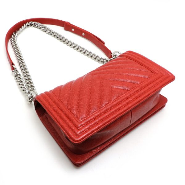 dh75275 4 Chanel Boy Chanel V Stitch Chain Caviar Skin Shoulder Bag Red