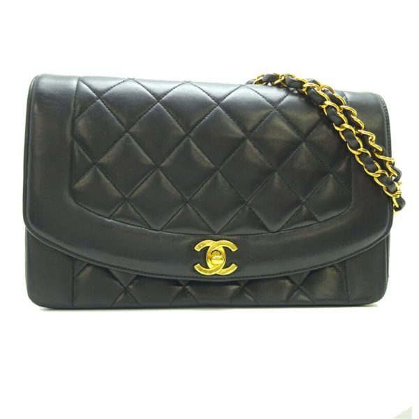 dh75359 1 Chanel Matelasse Diana 25 Chain Lambskin Shoulder Bag Noir