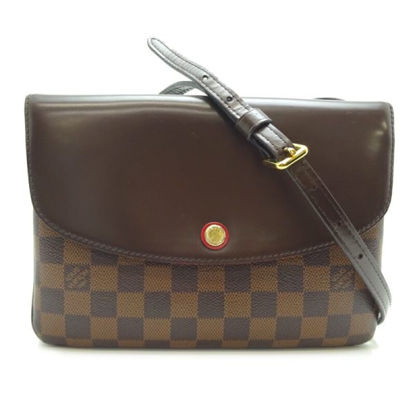 dh75834 1 Louis Vuitton Twice Damier Shoulder Bag Brown