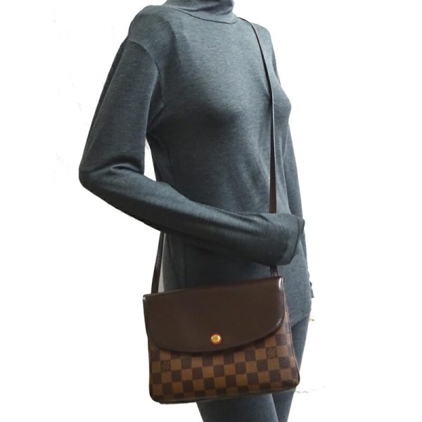 dh75834 8 Louis Vuitton Twice Damier Shoulder Bag Brown