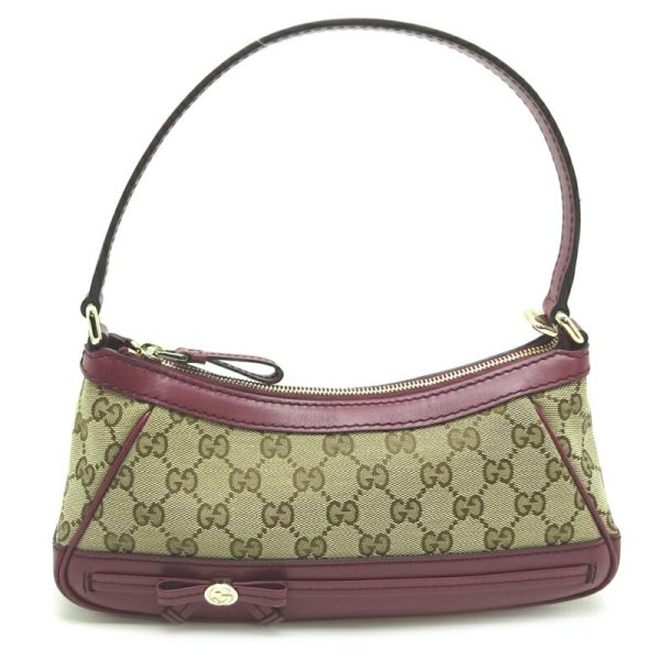 dh76210 1 Gucci Mayfair Accessory Pouch Handbag BeigeBordeaux