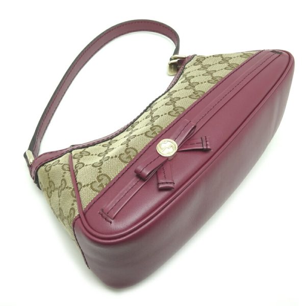 dh76210 3 Gucci Mayfair Accessory Pouch Handbag BeigeBordeaux