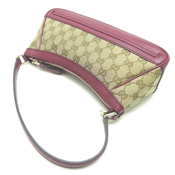 dh76210 4 Gucci Mayfair Accessory Pouch Handbag BeigeBordeaux