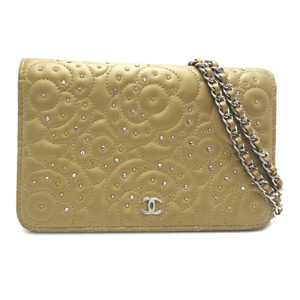 dh77628 1 Chanel Camellia Chain Lambskin Wallet Beige