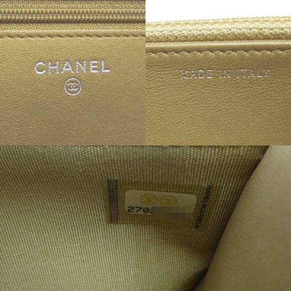 dh77628 6 Chanel Camellia Chain Lambskin Wallet Beige