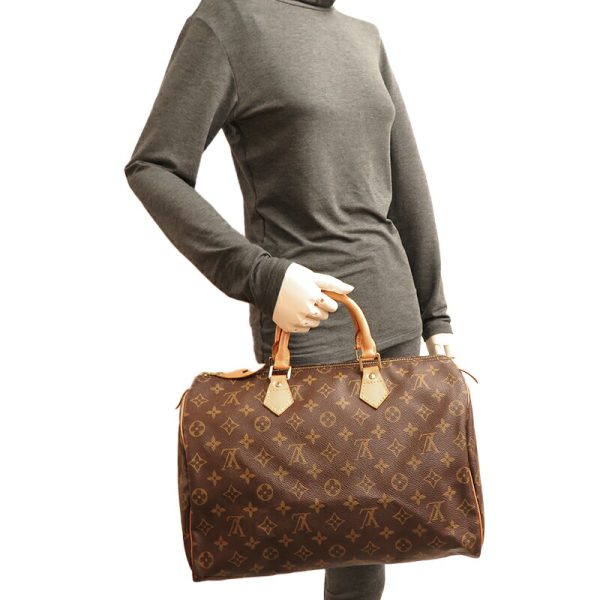 dh77769 9 Louis Vuitton Speedy 35 Monogram Handbag Brown