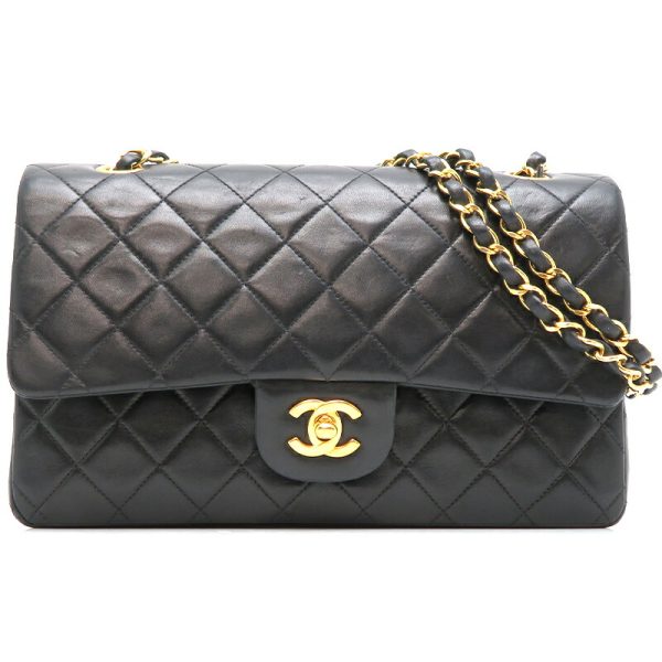 dh77923 1 Chanel Matelasse 25 Chain Lambskin Shoulder Bag Black